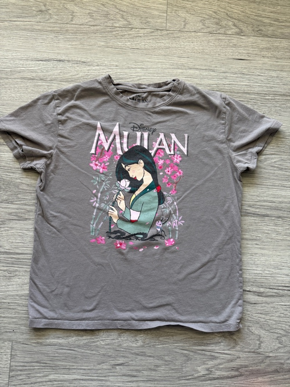 Disney Mulan Tee - Gray with Pink and Green Artwork Size M